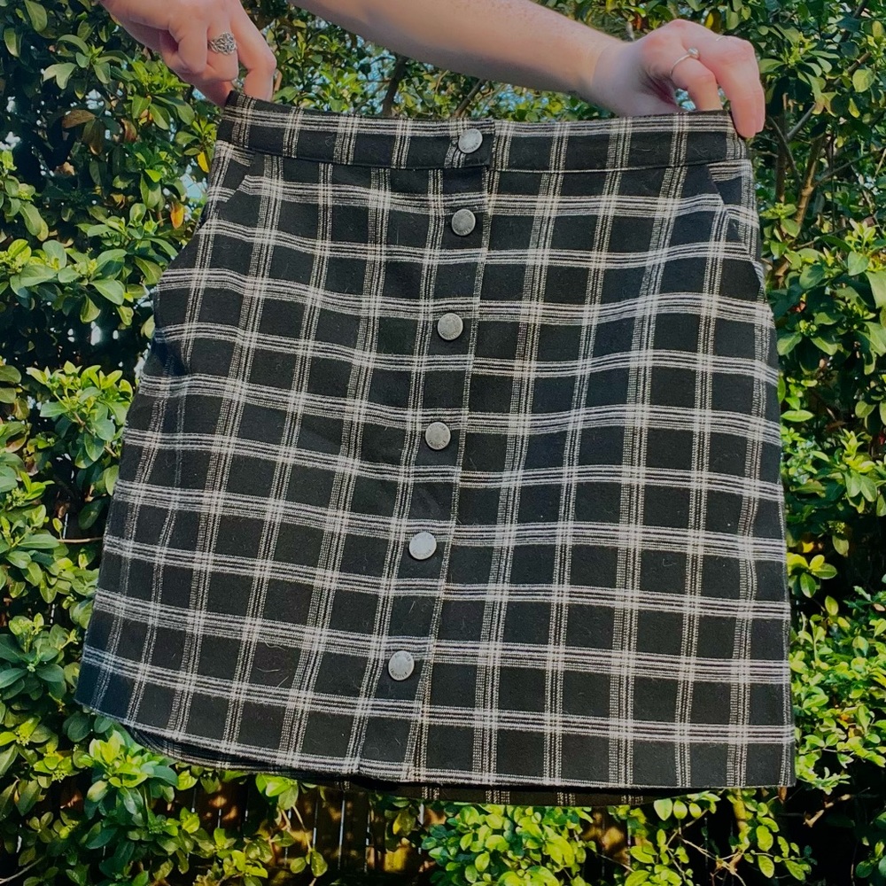 Black Plaid Pencil Skirt
